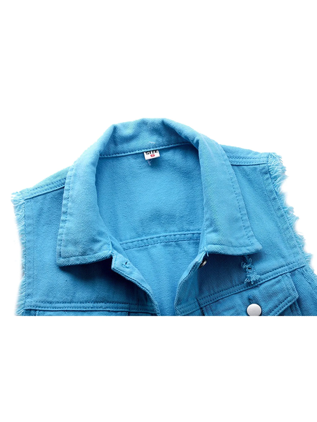 Sleeveless Stretch Denim Jacket with Pockets R41872
