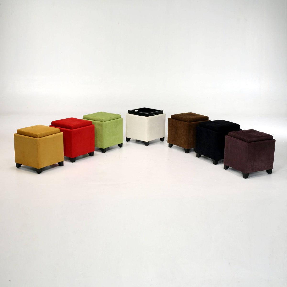 Red Microfiber Storage Ottoman Z2550