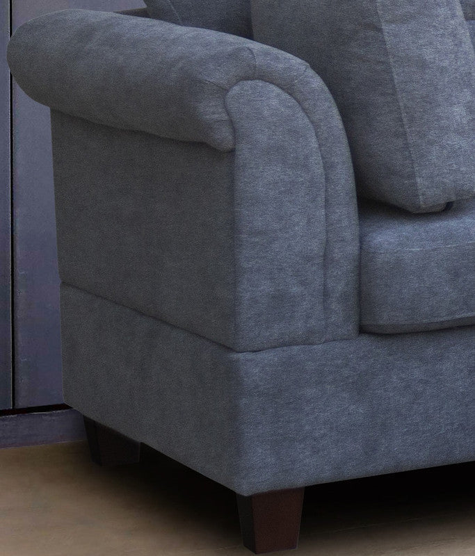 Gray Fabric Sectional Sofa with Ottoman and 2 Pillows E4382