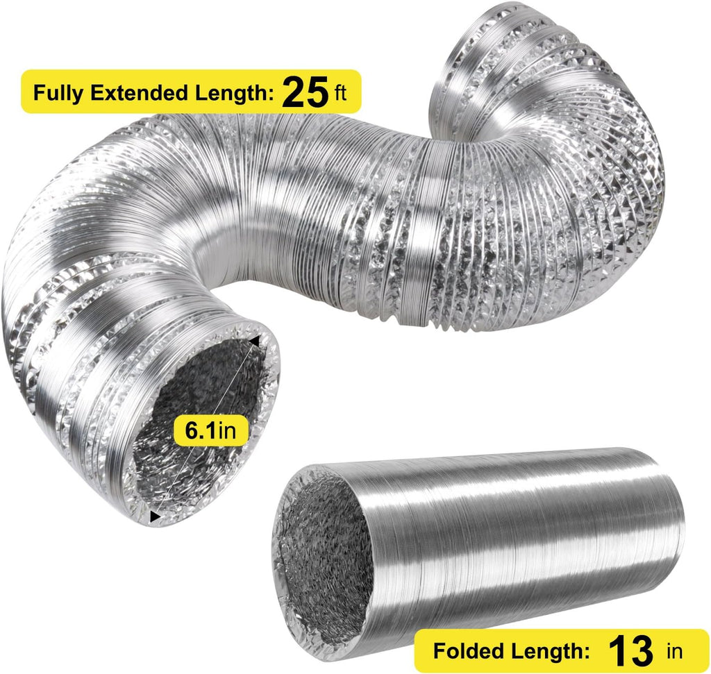 6 Inch 442 CFM Inline Fan Carbon Filter 16 Feet Ducting Combo with Humidity Monitor, Grey D21550