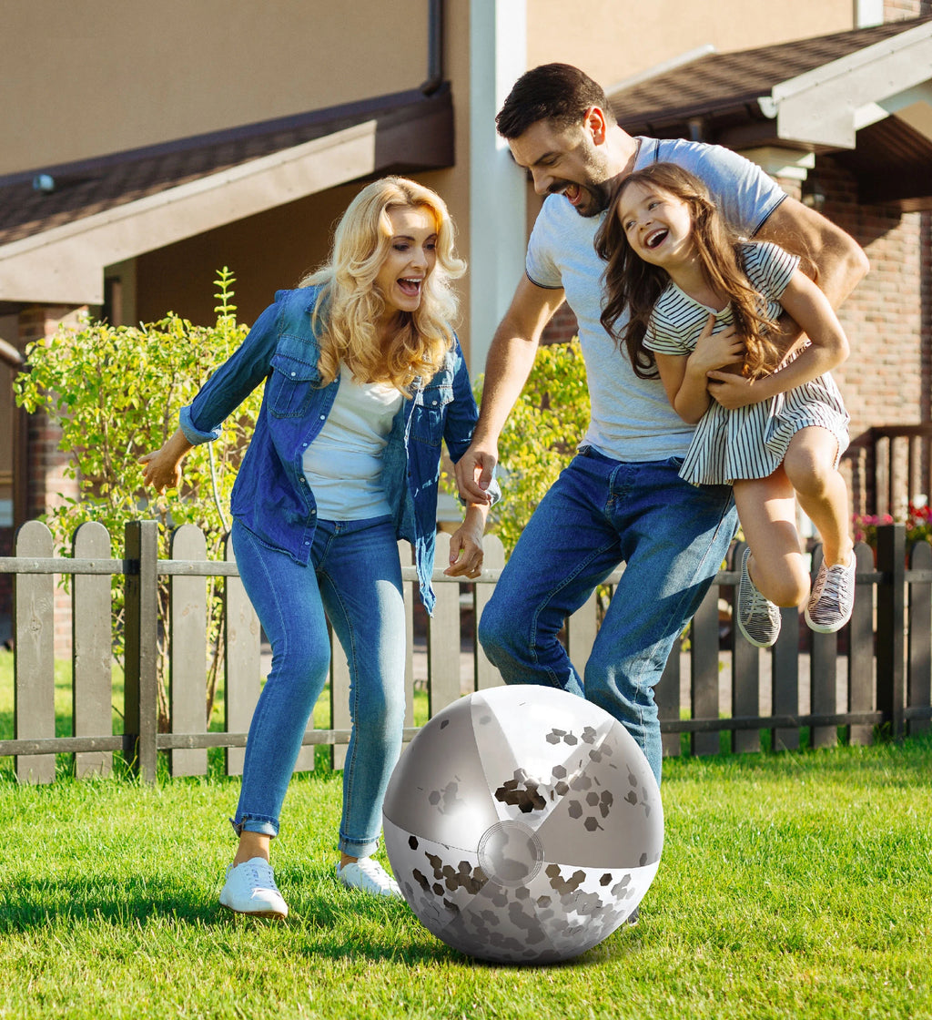 Silver & Gold Inflatable Beach Balls Set of 4, 16 Inch T3796