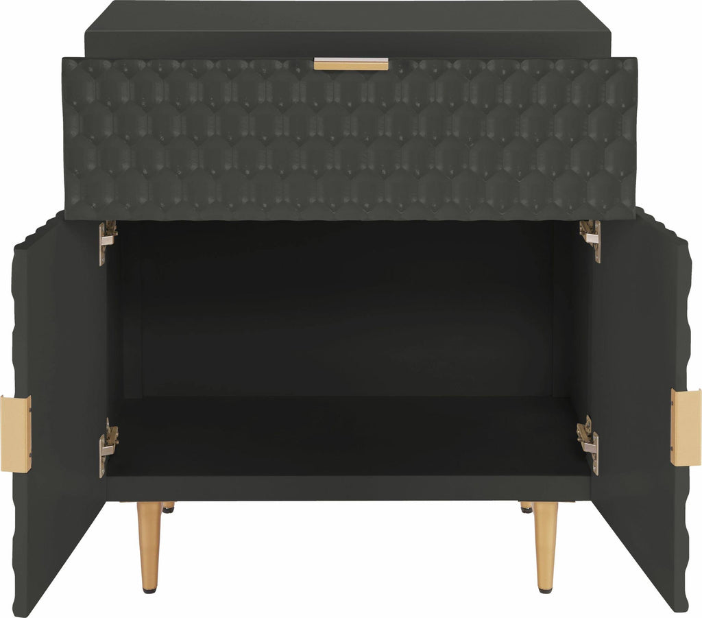 Glossy Black 1-Drawer Small Cabinet B322