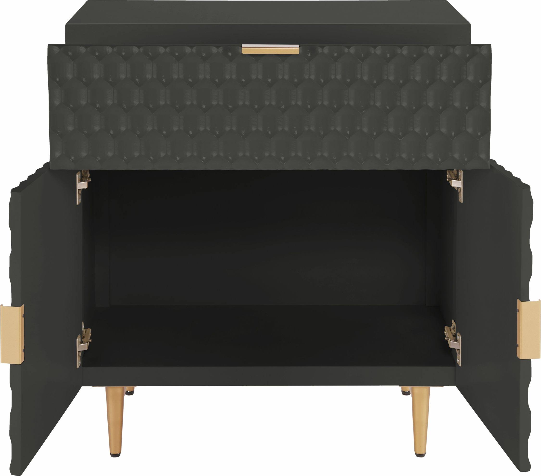 Glossy Black 1-Drawer Small Cabinet B322