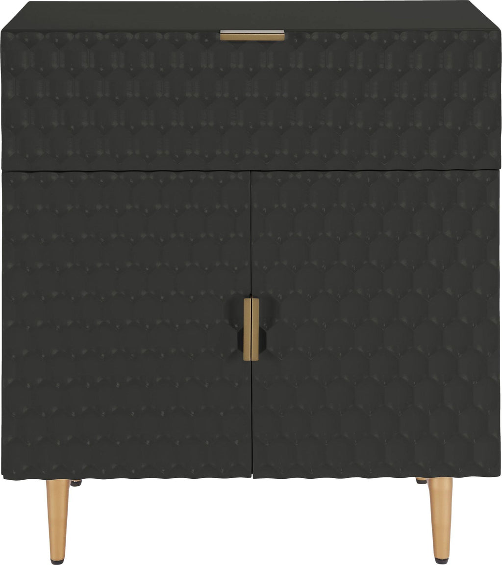 Glossy Black 1-Drawer Small Cabinet B322