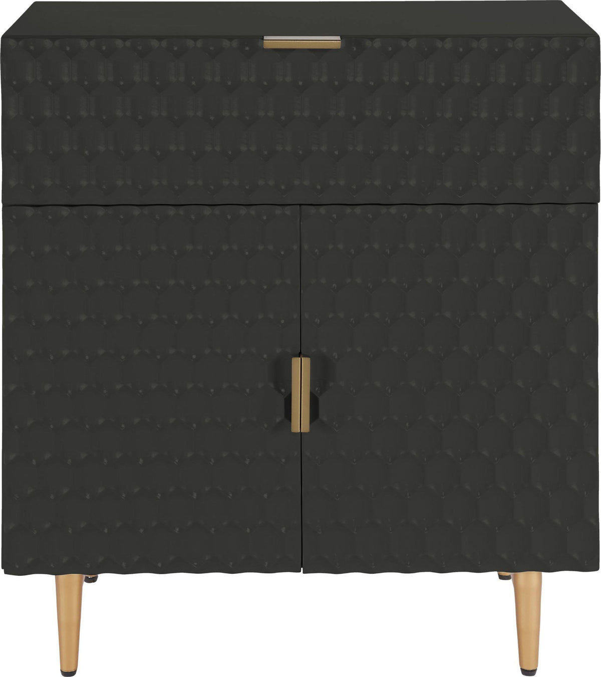 Glossy Black 1-Drawer Small Cabinet B322