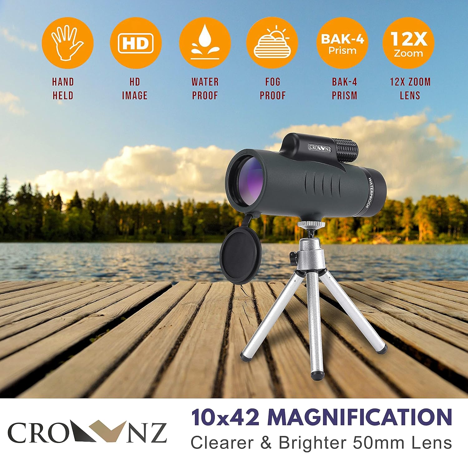 Waterproof Fog Proof High Power Monocular with Tripod Q26465