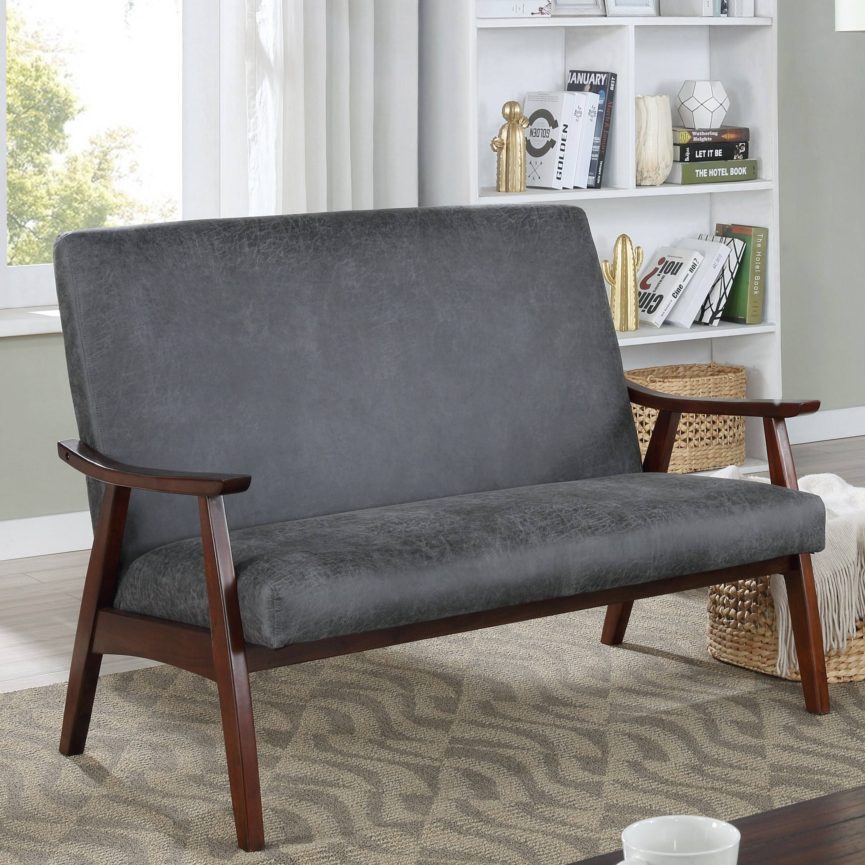 White Faux Leather Loveseat Bench U324137
