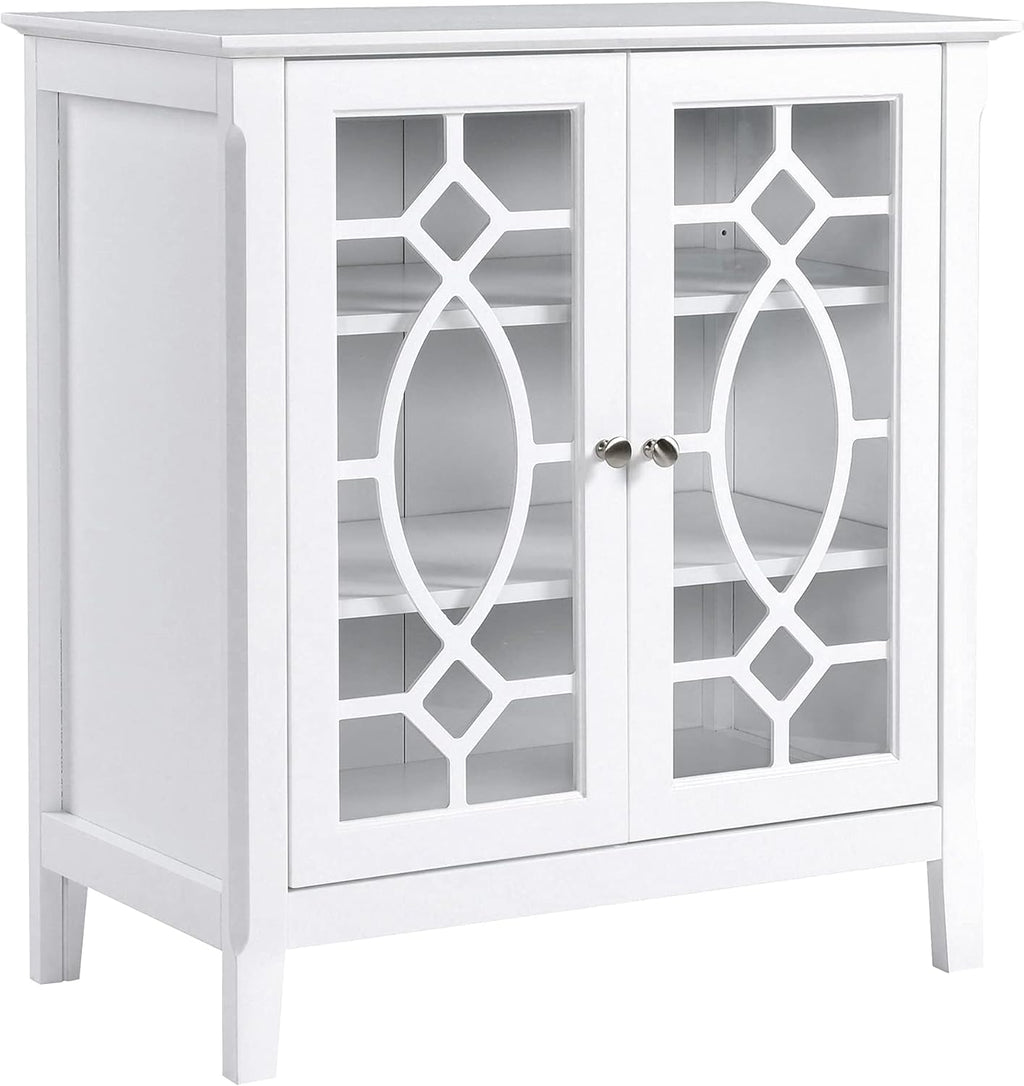 Espresso Sideboard Display Cabinet with Double Glass Doors and 2 Adjustable Shelves H328