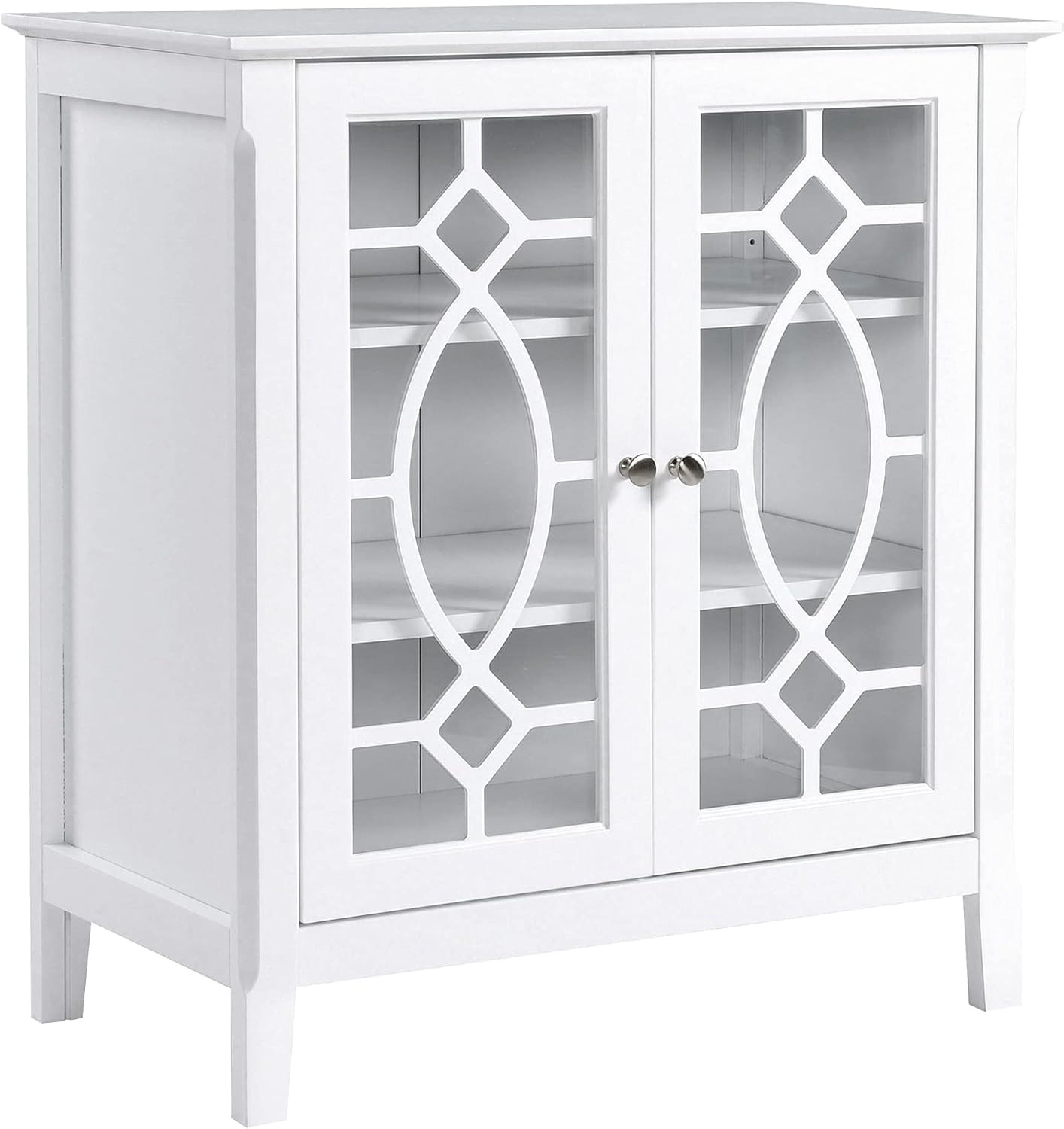 Espresso Sideboard Display Cabinet with Double Glass Doors and 2 Adjustable Shelves H328