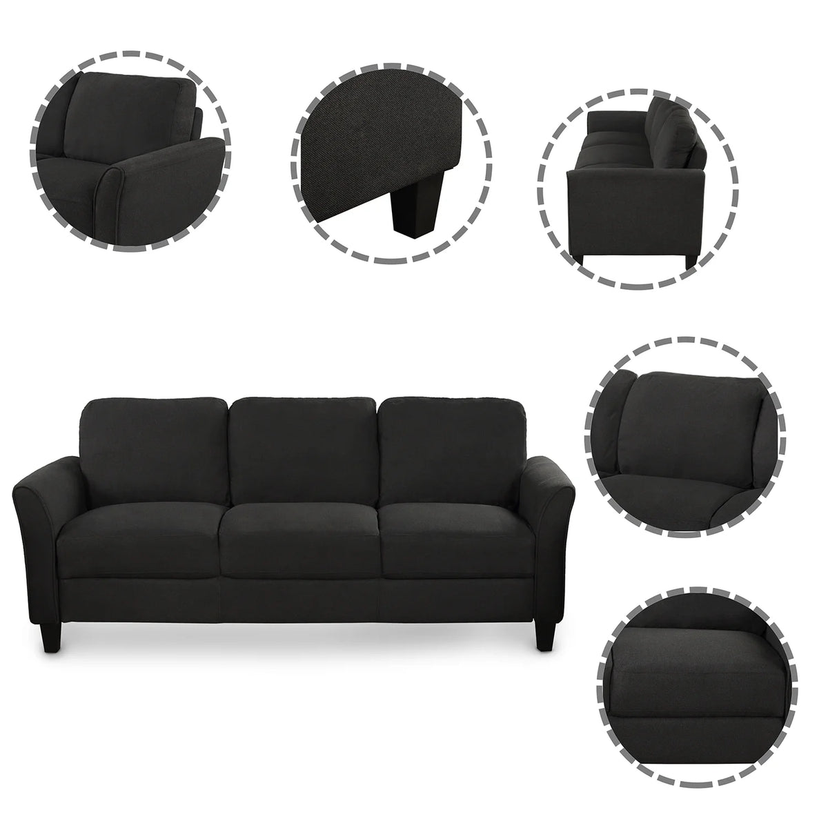 3-Seat Linen Fabric Sofa Q36893