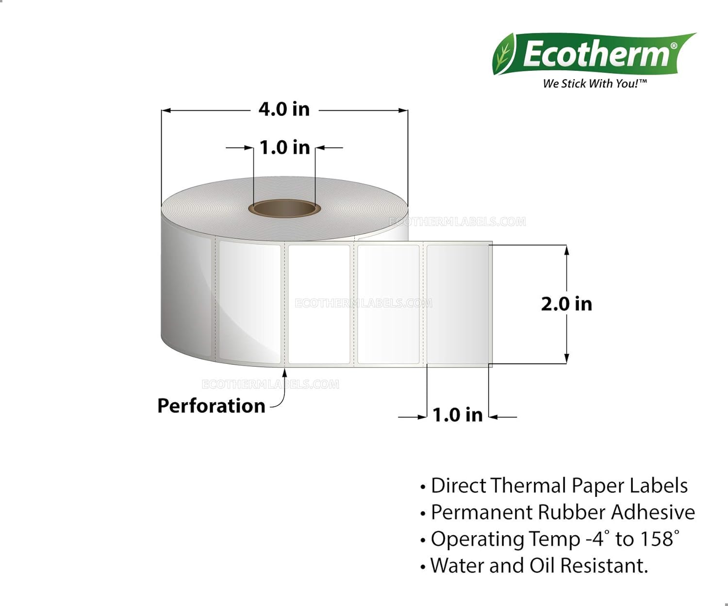 2x1 Thermal Labels Paper Stickers 1310 Per Roll 12 Rolls Direct Thermal U1265