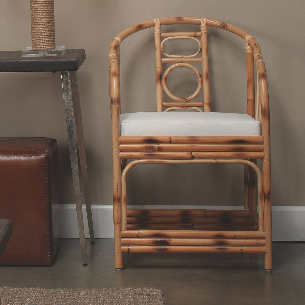 Burnt Tortoiseshell Rattan Round Back Arm Chair S788