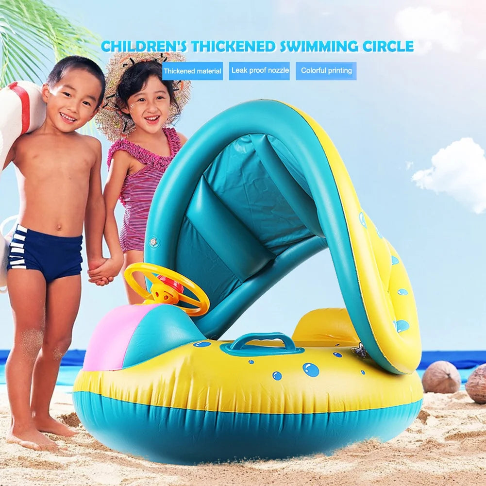 Inflatable Swimming Ring with Sunshade Water Float Toy Z61741