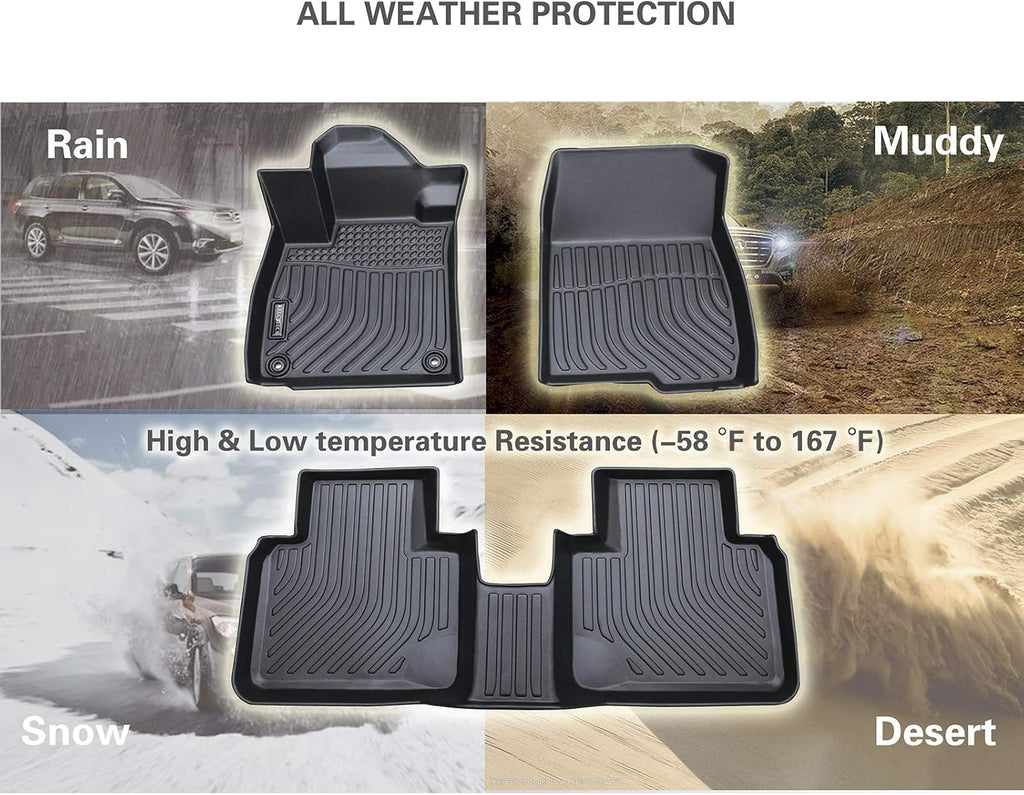 Black Waterproof Rubber Car Mats Front & Rear B121