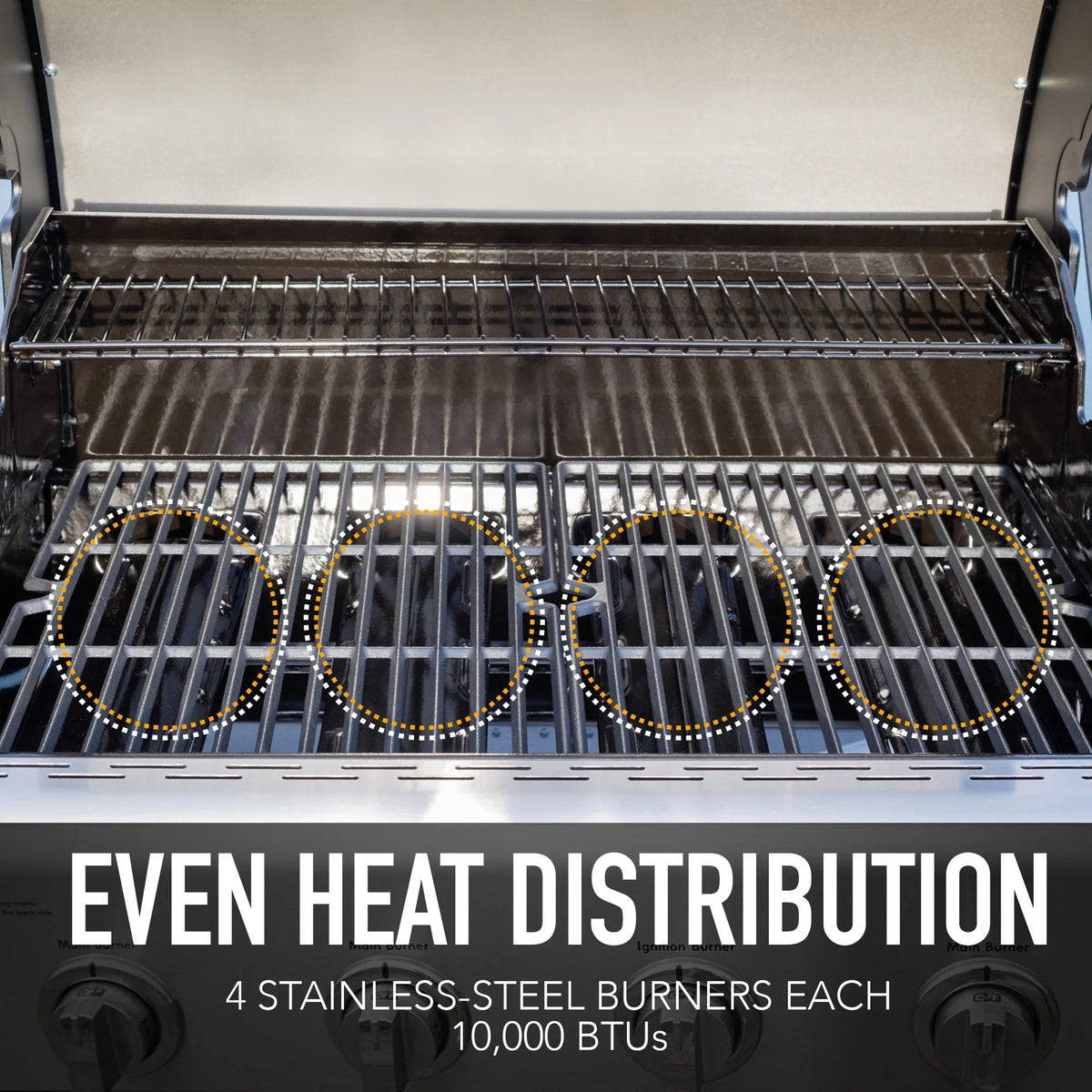 Stainless Steel/Black 4-Burner Propane Gas Grill with Side Burner V447326