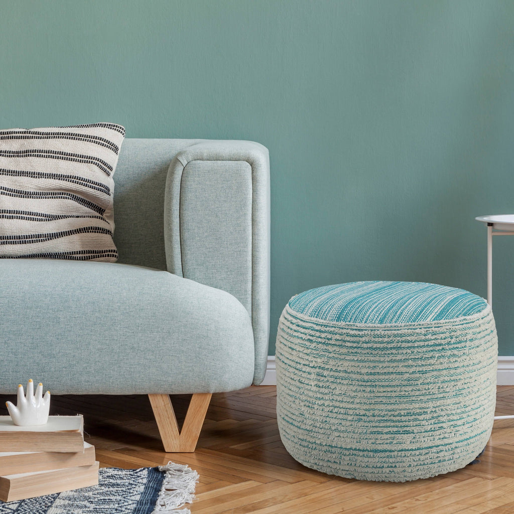 Coral Textured Distressed Pouf Q72392