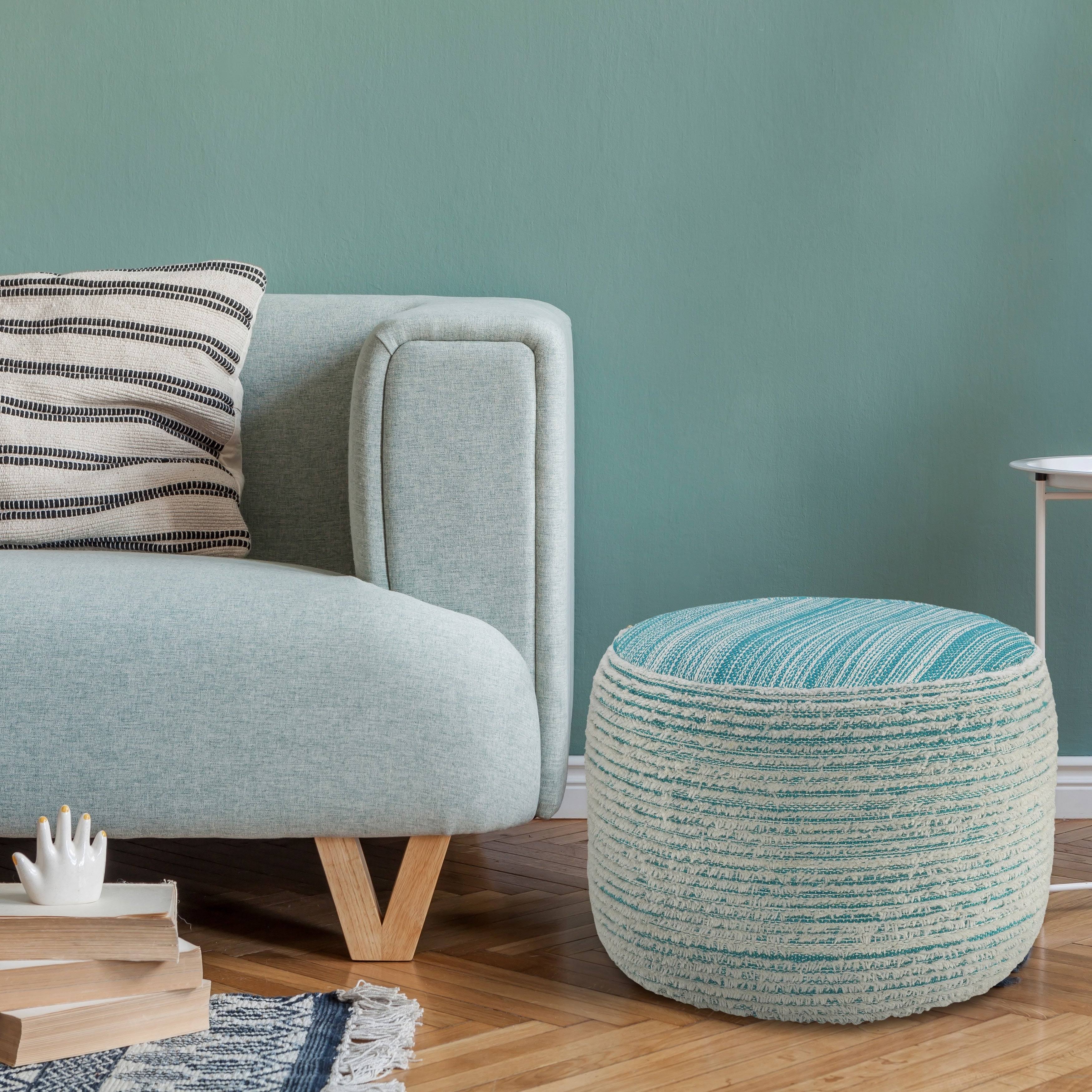 Coral Textured Distressed Pouf Q72392