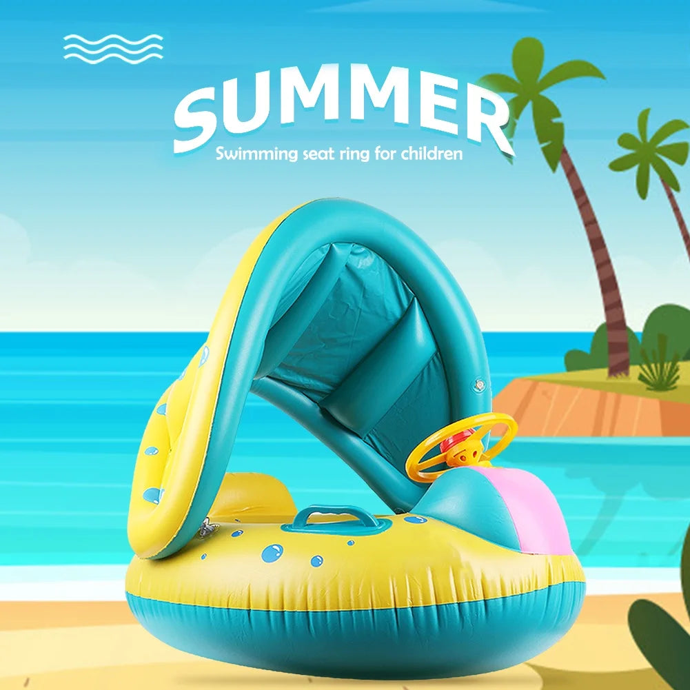 Inflatable Swimming Ring with Sunshade Water Float Toy Z61741
