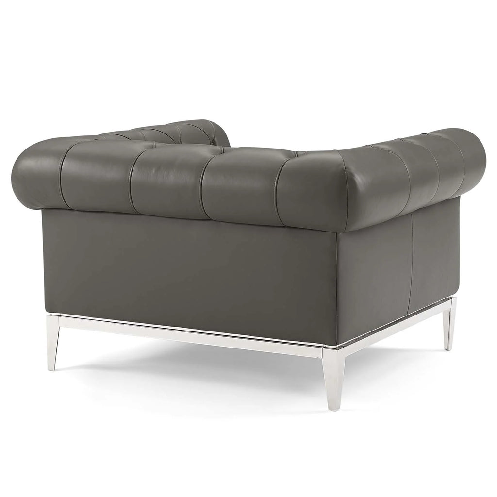 3 Piece Upholstered Leather Set in Gray M389