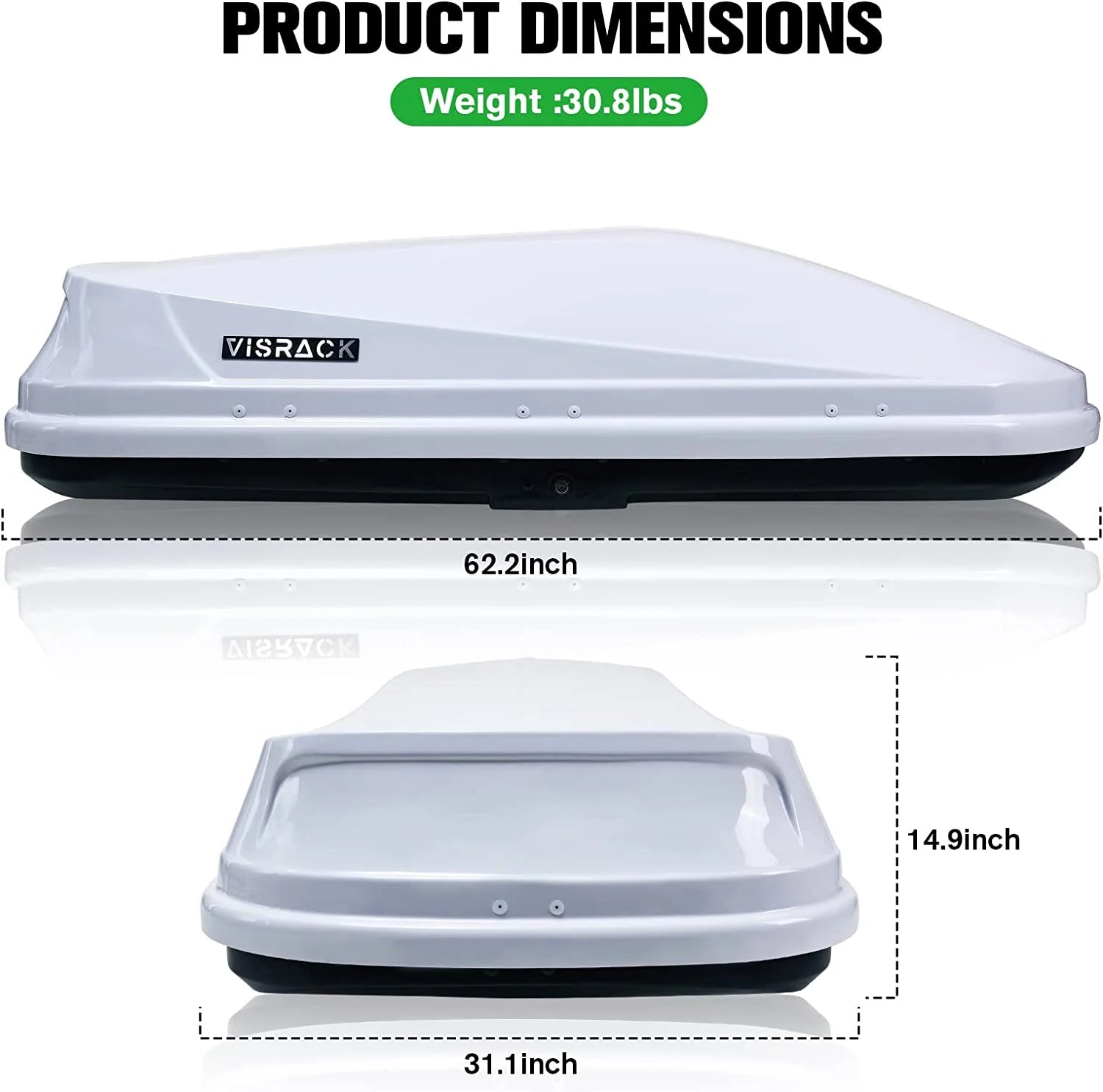 White 14 Cubic Feet Hard Shell Rooftop Cargo Box A971