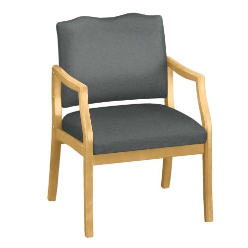 Arm Chair Graphite Vinyl with Mahogany Frame 400lb Weight Capacity O682