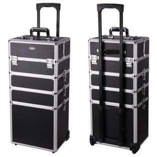 4in1 Rolling Aluminum Makeup Train Case Black O1425