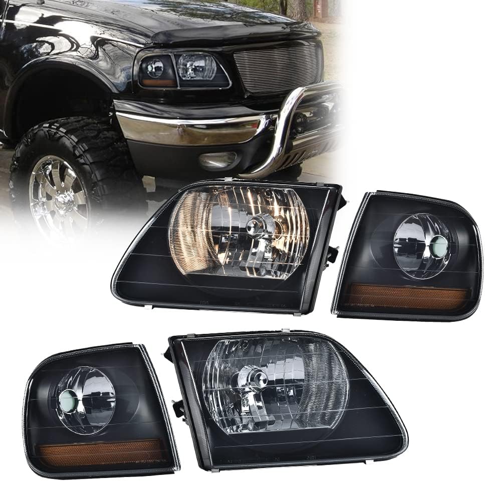 Clear Lens Black Housing Amber Reflector Headlight and Corner Parking Light Kit K78078