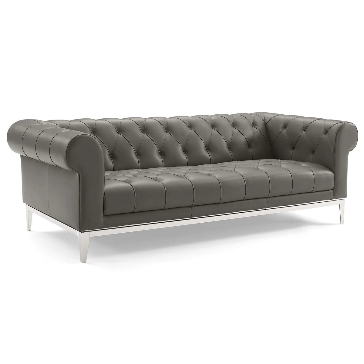 3 Piece Upholstered Leather Set in Gray M389