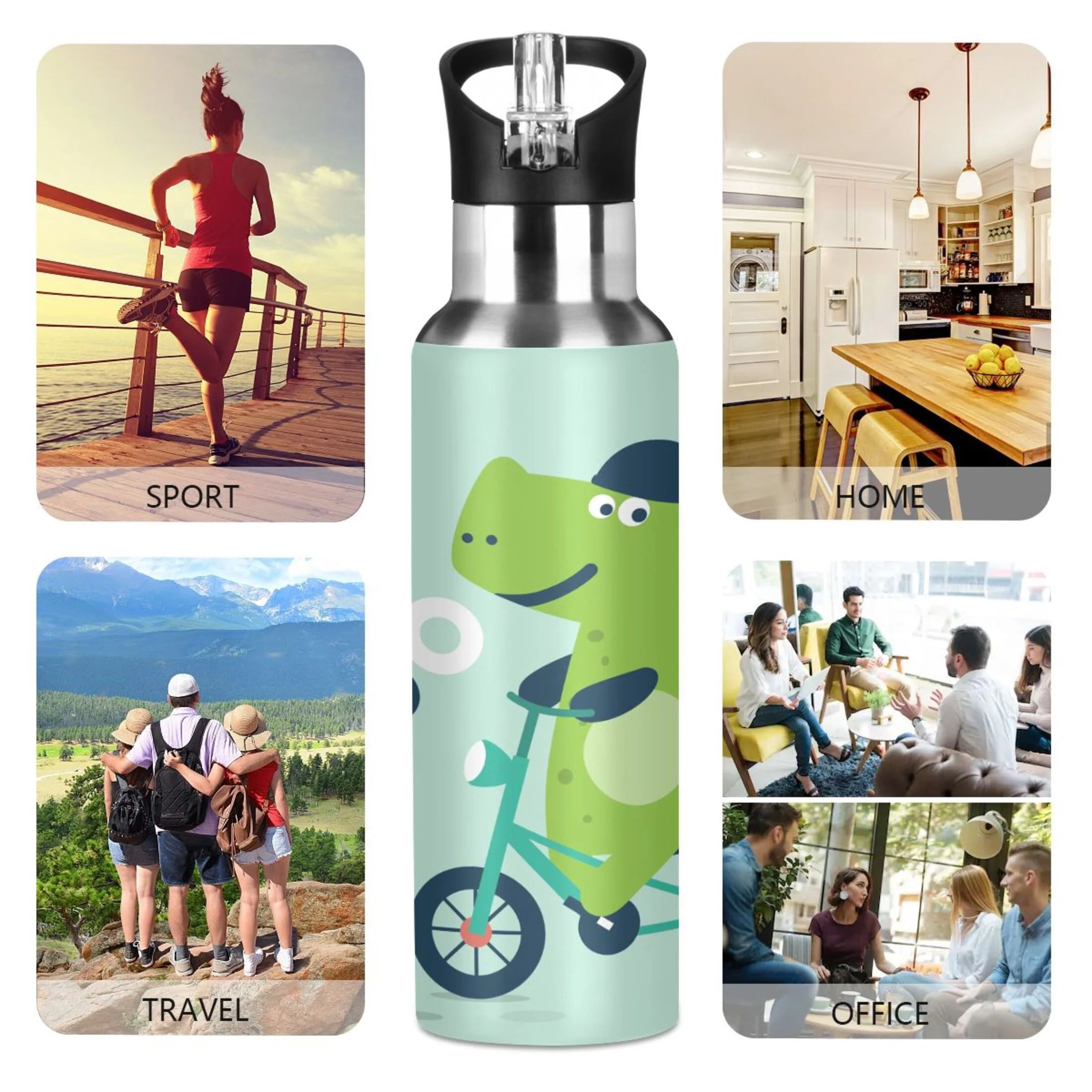 Stainless Steel Vacuum Insulated Water Bottle with Straw Lid 20 OZ W434354