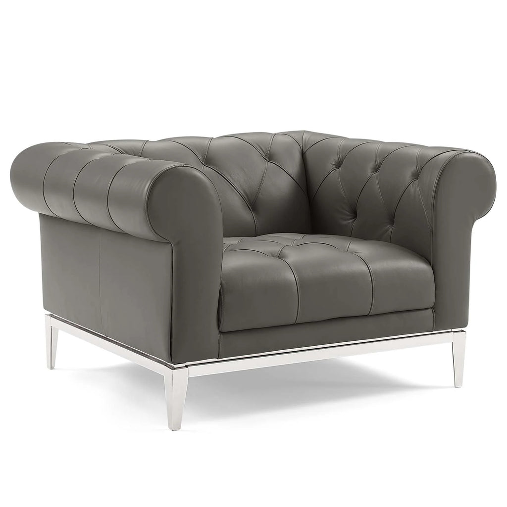 3 Piece Upholstered Leather Set in Gray M389