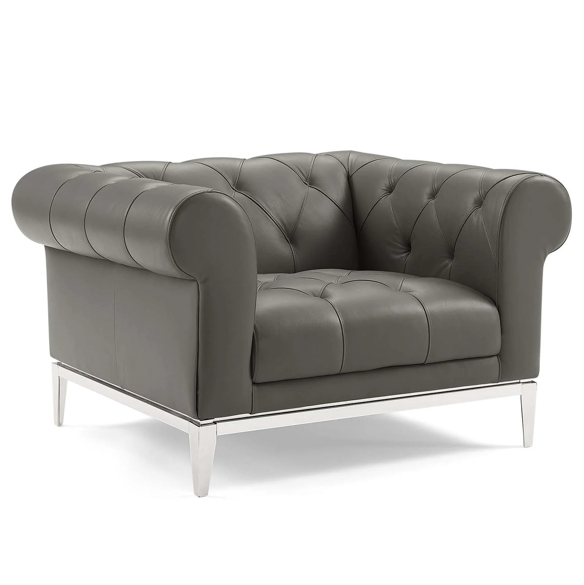 3 Piece Upholstered Leather Set in Gray M389
