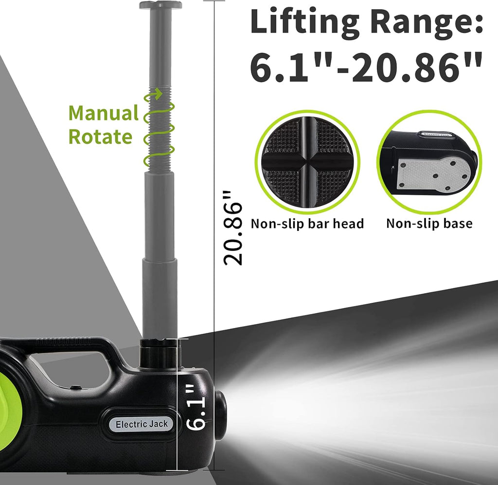 12V 5 Ton Electric Car Jack Kit with Impact Wrench & Inflator W3344