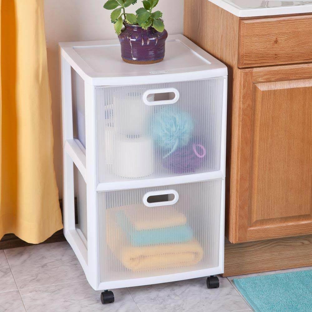 White 2 Drawer Rolling Storage Cart (6 Pack) G14424