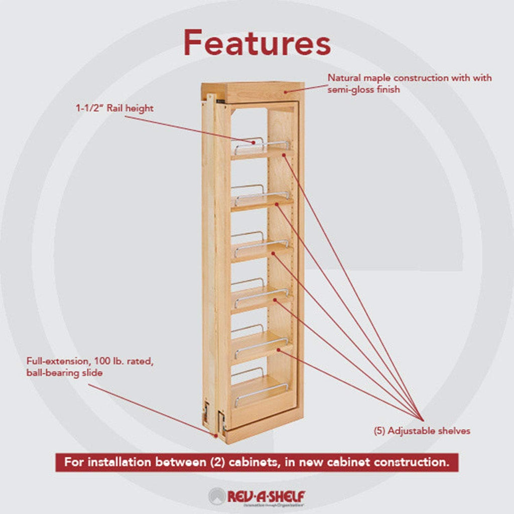 6 x 42 Inch Wooden Adjustable Pull-Out Cabinet Wall Filler Storage Organizer G81546