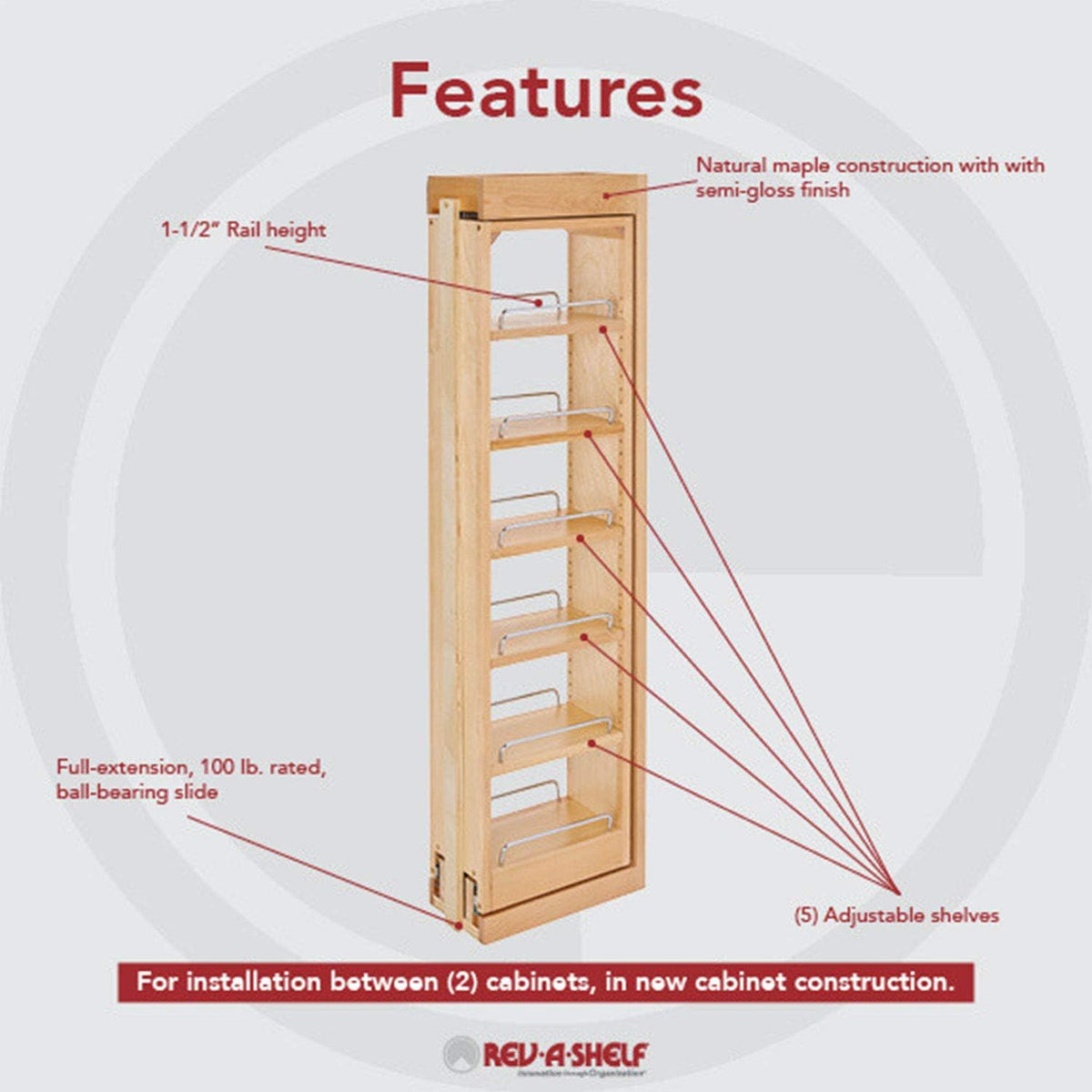 6 x 42 Inch Wooden Adjustable Pull-Out Cabinet Wall Filler Storage Organizer G81546