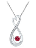 Sterling Silver Round Lab-Created Ruby Diamond Infinity Pendant 1/3 Cttw F86987