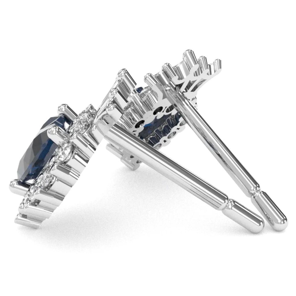14k White Gold Sapphire Diamond Stud Earrings R1695