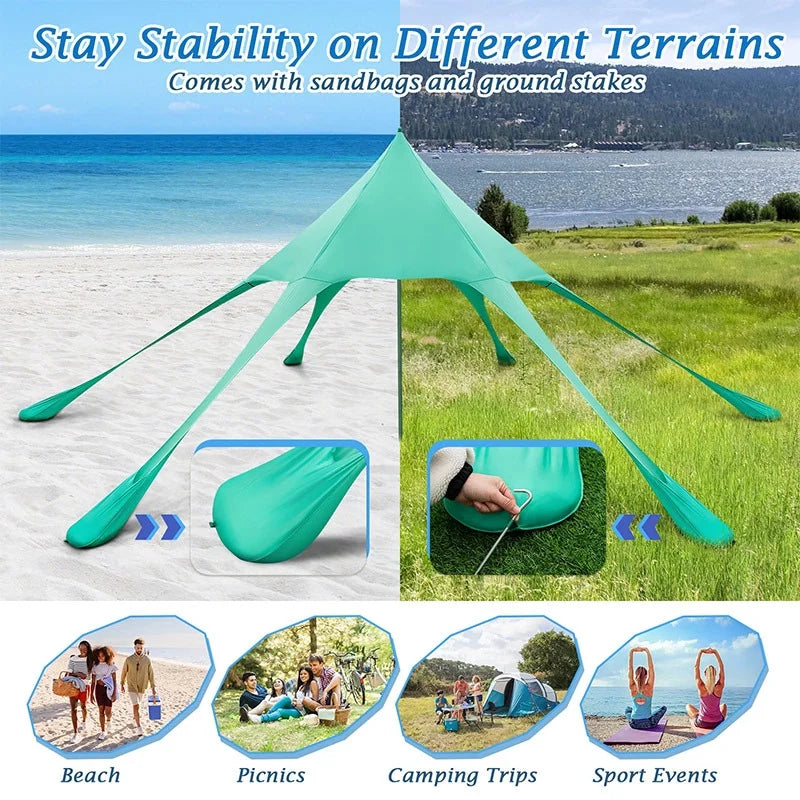 Portable Canopy Set in Blue/Green Polyester Lycra Fabric D73816