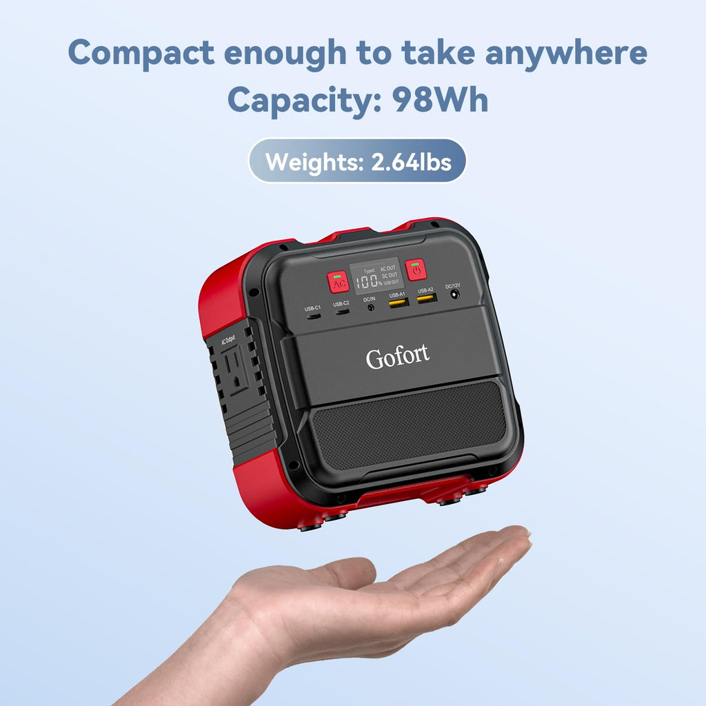 Portable Power Station 26400mAh 98Wh 120W Peak 240W 110V AC Outlets Battery Pack with Flashlight DC QC PD X628