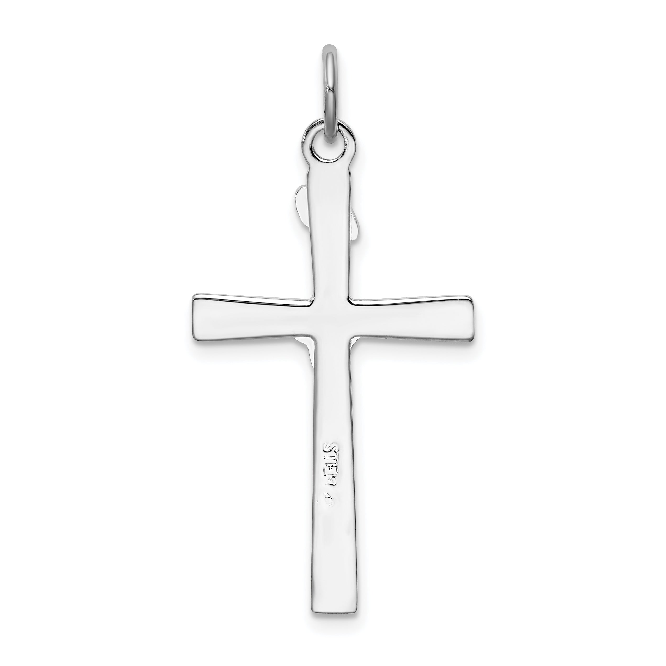 18K Gold Rhodium-Plated Sterling Silver Crucifix Charm Pendant with Sterling Silver Cable Chain Necklace 18'' Y504708