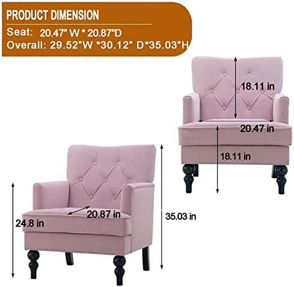 Tufted Velvet Accent Single Sofa with Wooden Legs Armchair S752