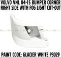 White Painted Bumper Corner Right Passenger with Fog Light Cut-out Q7606