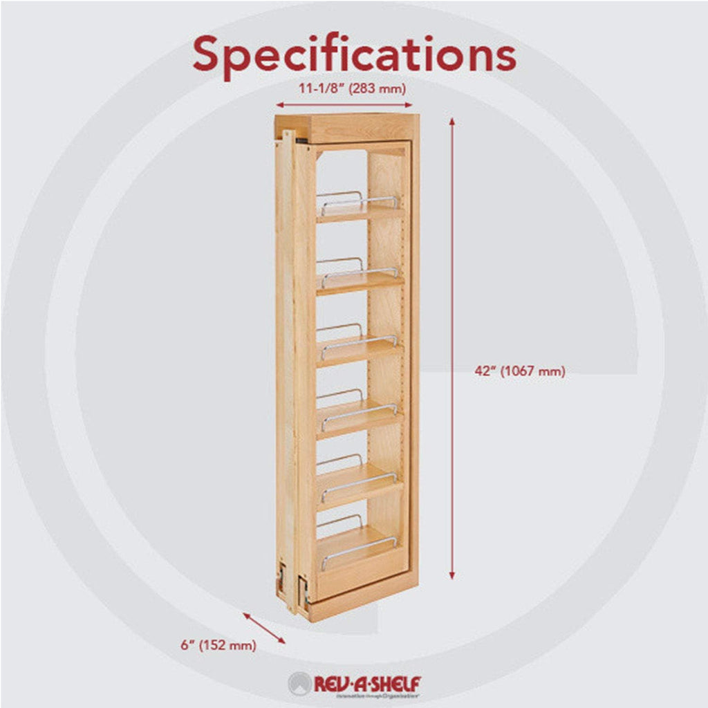 6 x 42 Inch Wooden Adjustable Pull-Out Cabinet Wall Filler Storage Organizer G81546