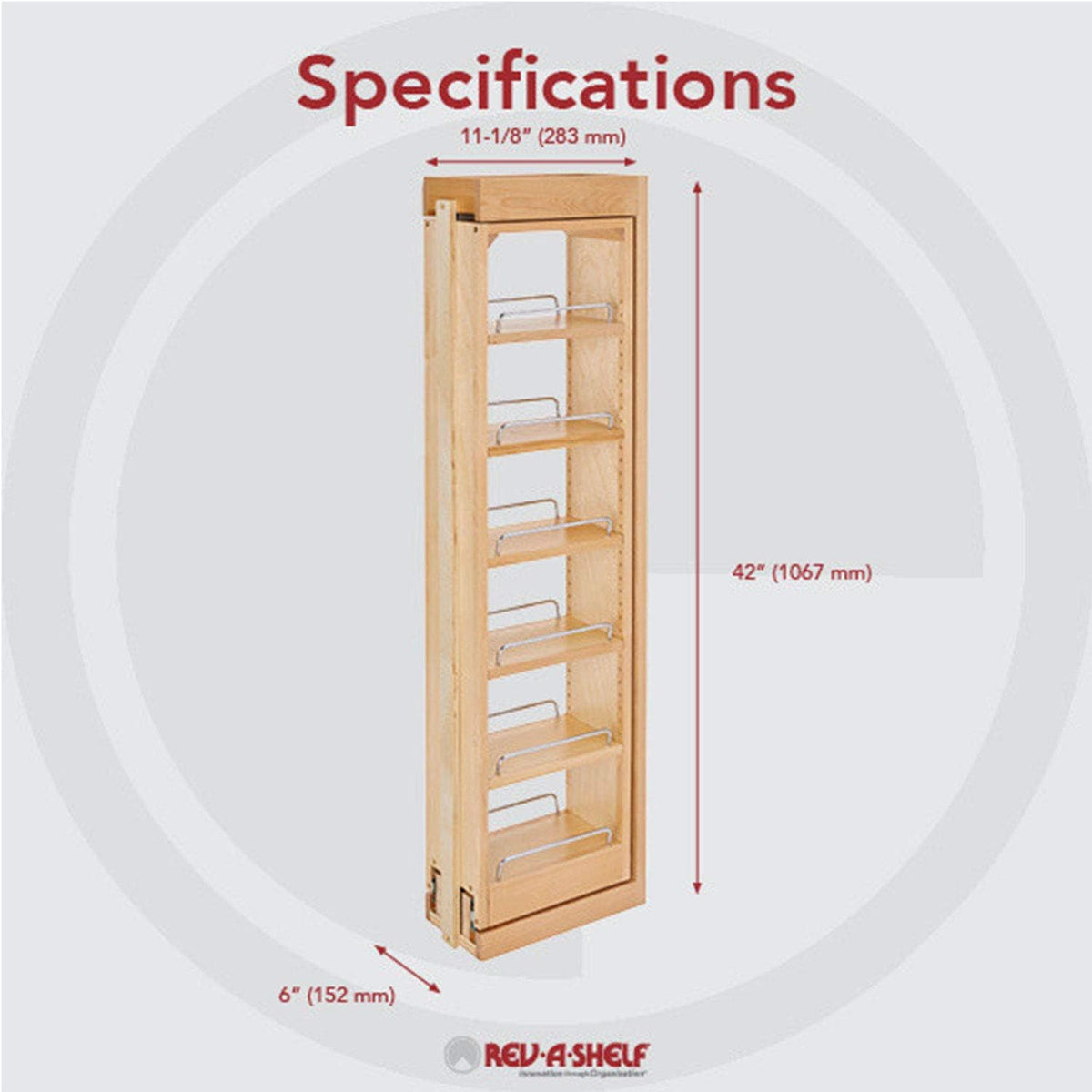 6 x 42 Inch Wooden Adjustable Pull-Out Cabinet Wall Filler Storage Organizer G81546