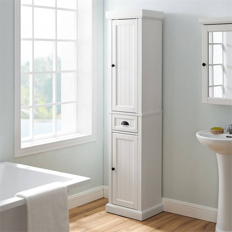 2 Drawer Linen Cabinet in Distressed White K390