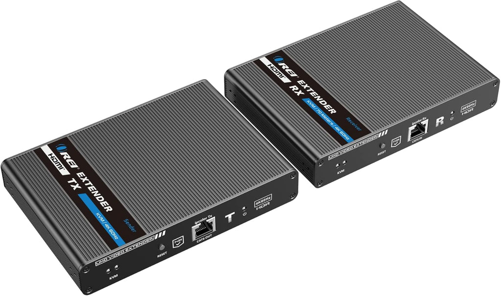 4K KVM HDMI Extender Over LAN Single CAT5e/CAT6A/CAT7 Cable Uncompressed 4K @ 60Hz Up to 230 Ft 4:4:4 Remote Keyboard Mouse USB Control Digital Full HD U60632