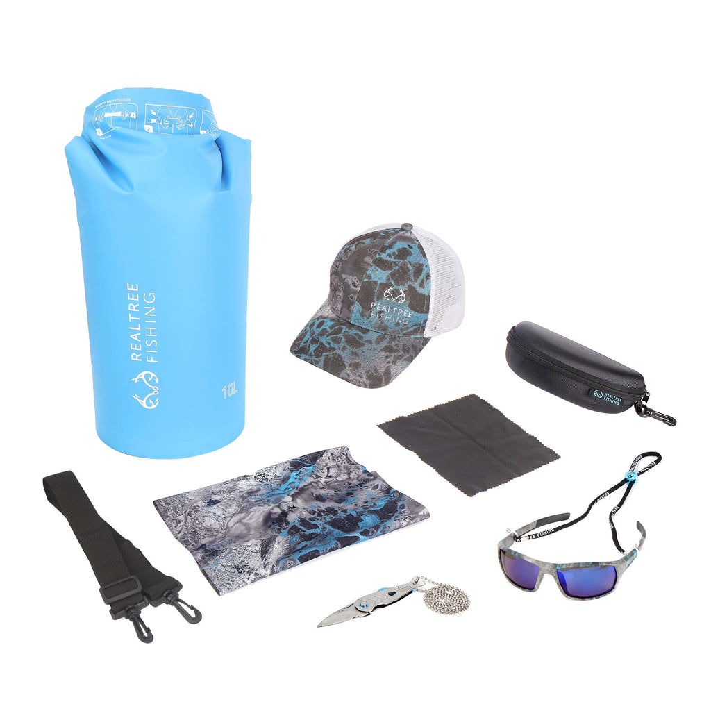 8 Piece Fishing Kit with Mesh Hat and Sunglasses I6282
