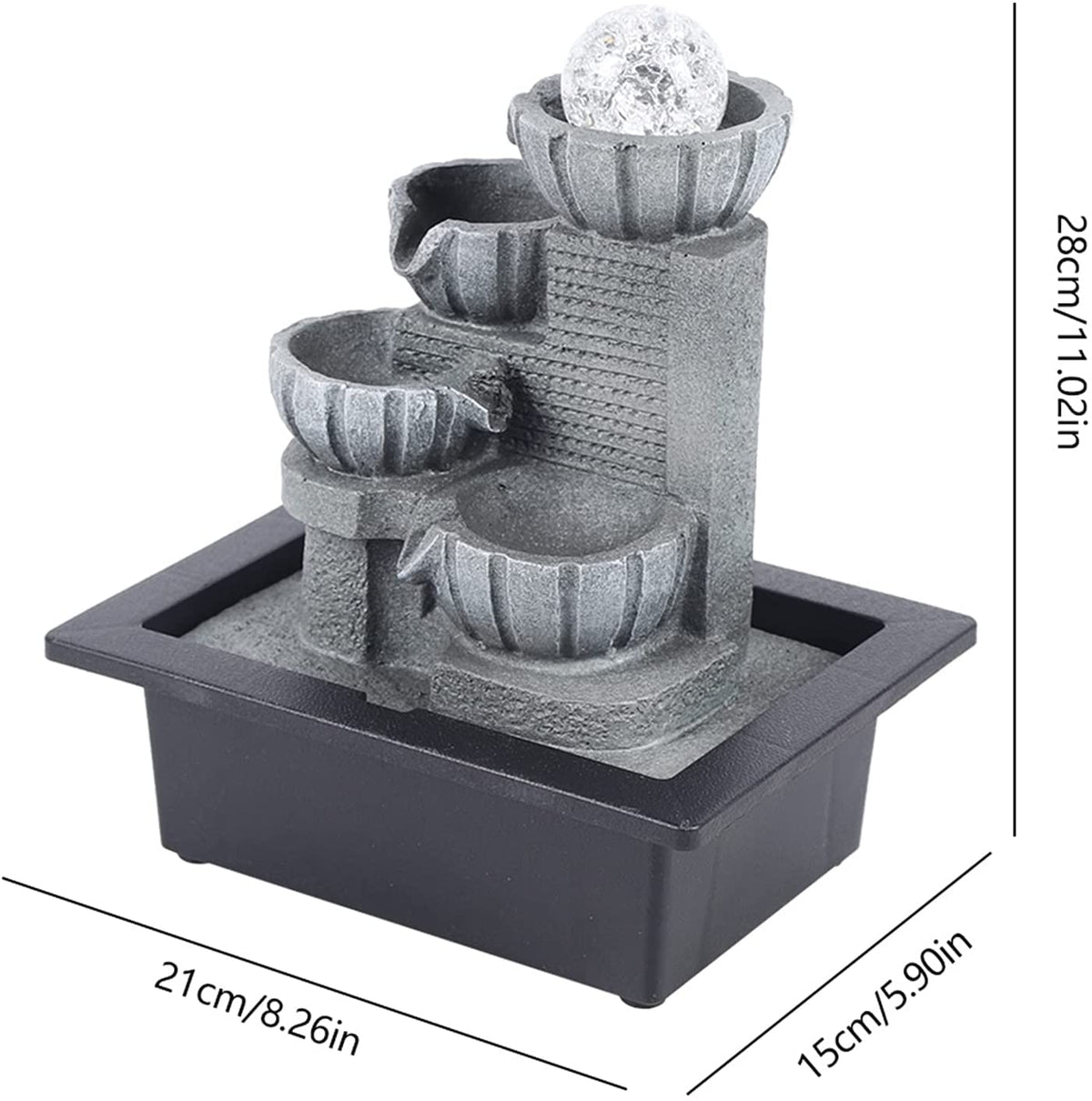 Feng Shui Table Top Water Feature with LED Lights U302