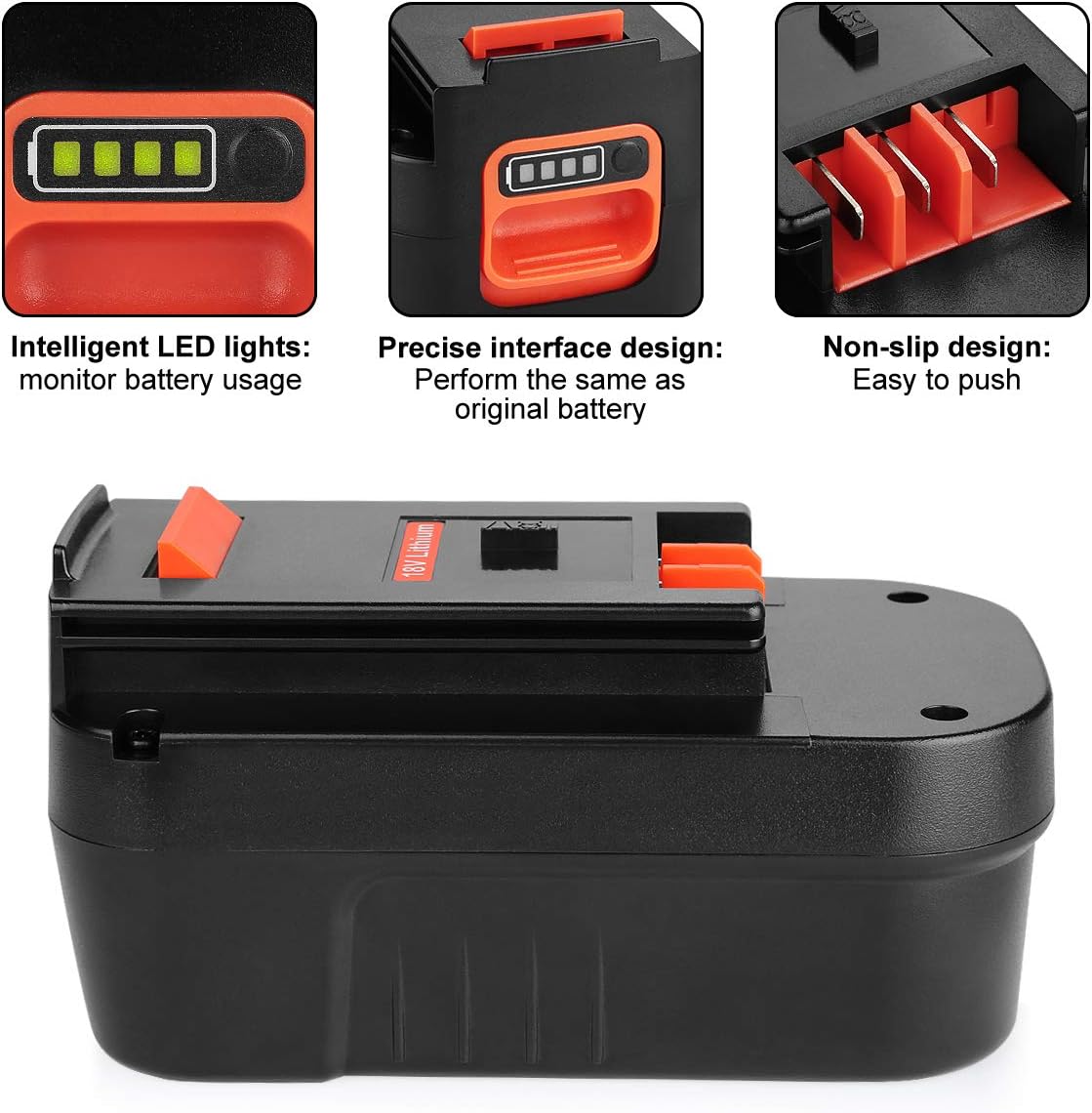 2Pack 3.0Ah Lithium Replacement Battery for Black and Decker 18 Volt Battery V13635