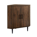 Dark Walnut Brown Double Door Corner Cabinet T77787